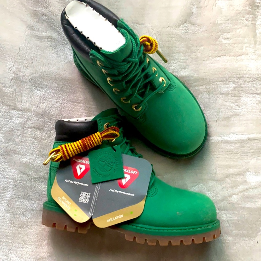 Limited edition Green Timberlands boots Kids size 10 unisex - never worn. New.